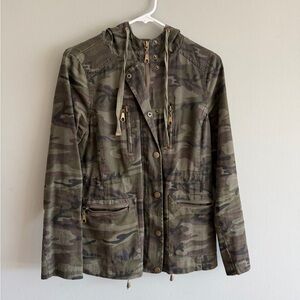 Zenana Outfitters Olive Camo Utility Jacket with Hood